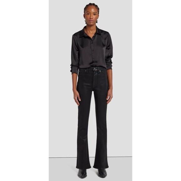 7 For All Mankind Women's Size 27 Black Ultra High Rise Skinny Boot Jeans NWT - Picture 3 of 12